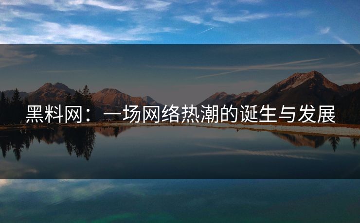 黑料网：一场网络热潮的诞生与发展