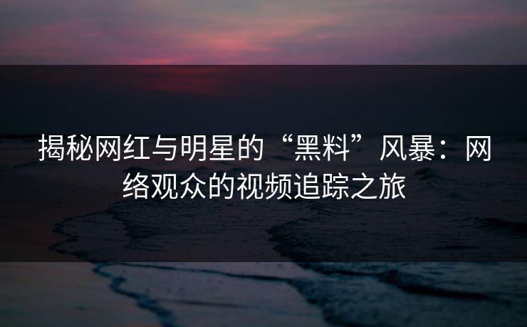 揭秘网红与明星的“黑料”风暴：网络观众的视频追踪之旅